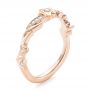 14k Rose Gold And Platinum Two-tone Flower And Leaf Diamond Wedding Band 
