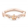 14k Rose Gold And Platinum 14k Rose Gold And Platinum Two-tone Flower And Leaf Diamond Wedding Band - Flat View -  102555 - Thumbnail