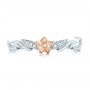 18k White Gold And 18K Gold Two-tone Flower And Leaf Diamond Wedding Band - Top View -  102555 - Thumbnail