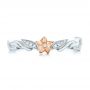  Platinum And 18K Gold Platinum And 18K Gold Two-tone Flower And Leaf Diamond Wedding Band - Top View -  102555 - Thumbnail