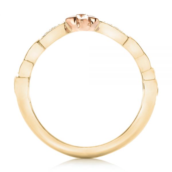 14k Yellow Gold And 18K Gold 14k Yellow Gold And 18K Gold Two-tone Flower And Leaf Diamond Wedding Band - Front View - 102555