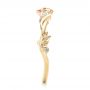 14k Yellow Gold And Platinum 14k Yellow Gold And Platinum Two-tone Flower And Leaf Diamond Wedding Band - Side View -  102555 - Thumbnail