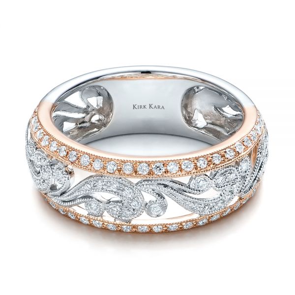 Two-tone Filigree And Diamond Women's Band - Kirk Kara - Flat View -  100879