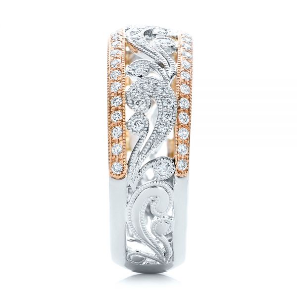 Two-tone Filigree And Diamond Women's Band - Kirk Kara - Side View -  100879