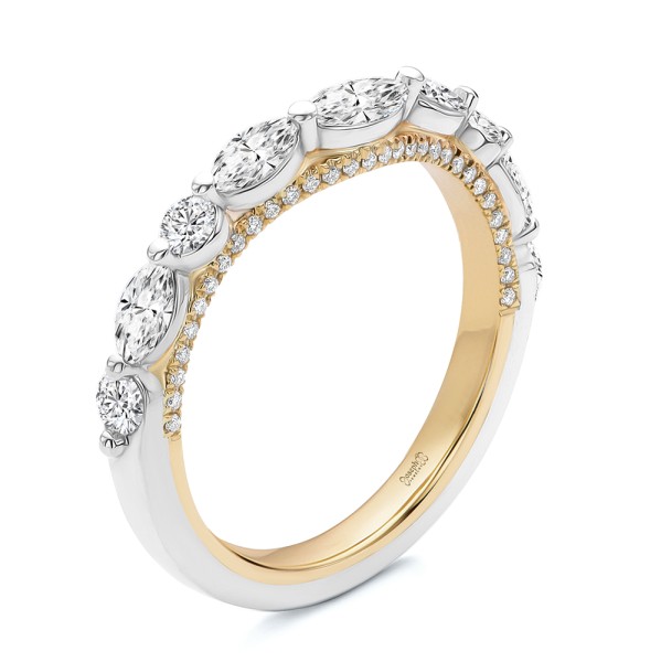 18k Rose Gold Two-tone Layered Diamond Wedding Band