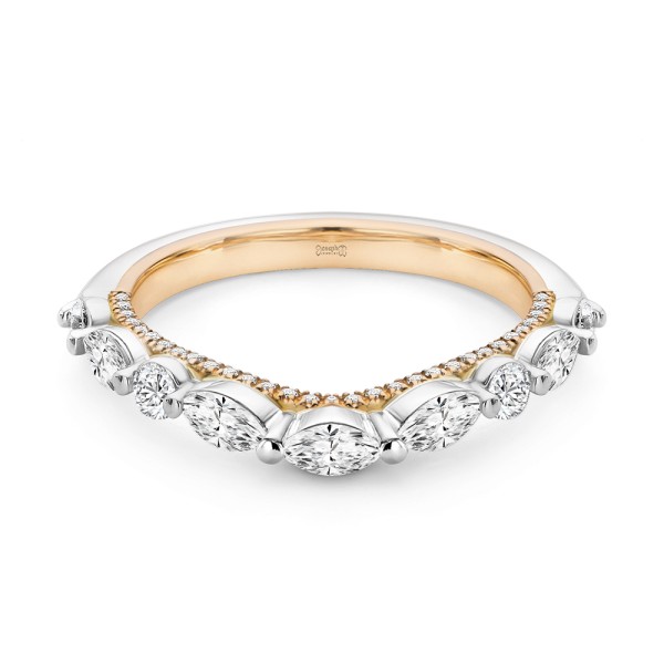 18k Rose Gold 18k Rose Gold Two-tone Layered Diamond Wedding Band - Flat View -  108072 - Thumbnail