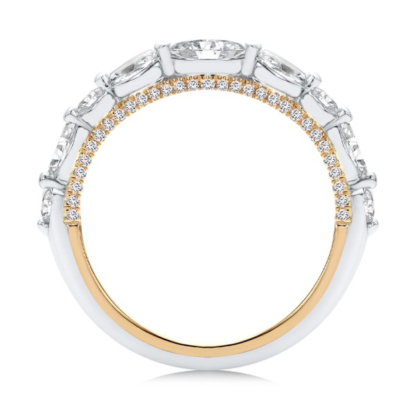 18k Rose Gold 18k Rose Gold Two-tone Layered Diamond Wedding Band - Front View -  108072 - Thumbnail