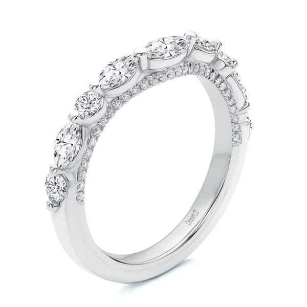 Two-Tone Layered Diamond Wedding Band - Image