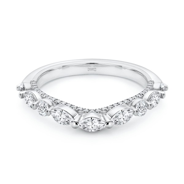  Platinum Platinum Two-tone Layered Diamond Wedding Band - Flat View -  108072 - Thumbnail
