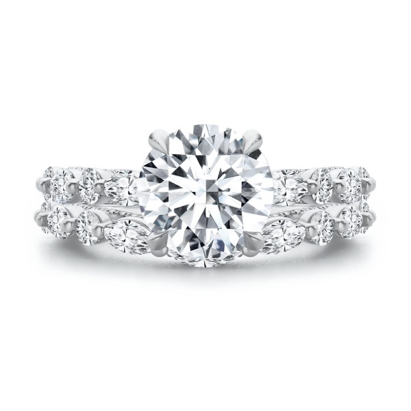  Platinum Platinum Two-tone Layered Diamond Wedding Band - Top View -  108072 - Thumbnail