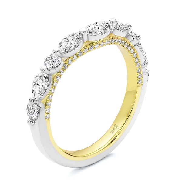 Two-Tone Layered Diamond Wedding Band - Image