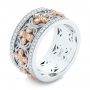 18k Rose Gold Two-tone Organic Diamond Anniversary Band - Three-Quarter View -  105175 - Thumbnail