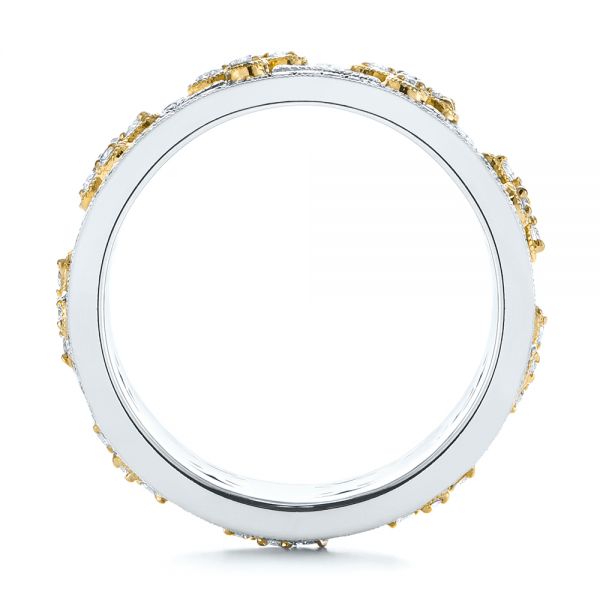 14k Yellow Gold 14k Yellow Gold Two-tone Organic Diamond Anniversary Band - Front View - 105175