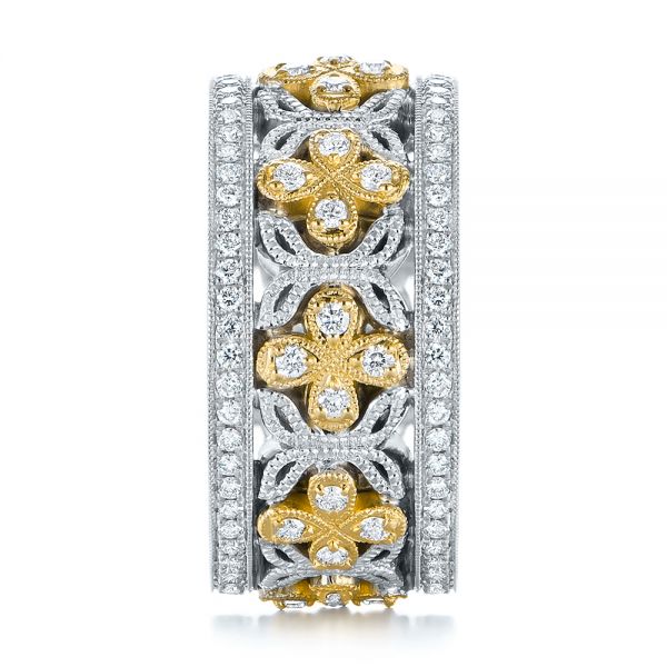 14k Yellow Gold 14k Yellow Gold Two-tone Organic Diamond Anniversary Band - Side View - 105175