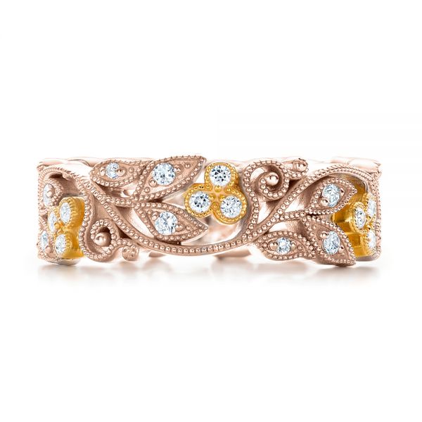 14k Rose Gold And 18K Gold 14k Rose Gold And 18K Gold Two-tone Organic Diamond Stackable Eternity Band - Top View -  101920