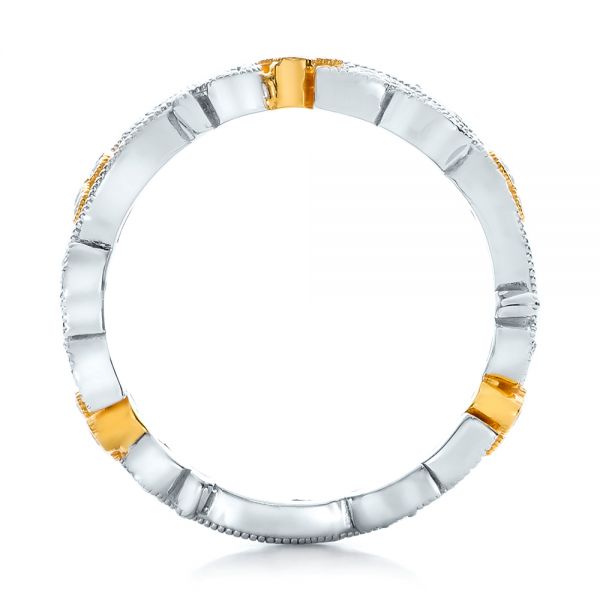 18k White Gold And 18K Gold Two-tone Organic Diamond Stackable Eternity Band - Front View - 101920