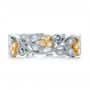 18k White Gold And 18K Gold Two-tone Organic Diamond Stackable Eternity Band - Top View -  101920 - Thumbnail