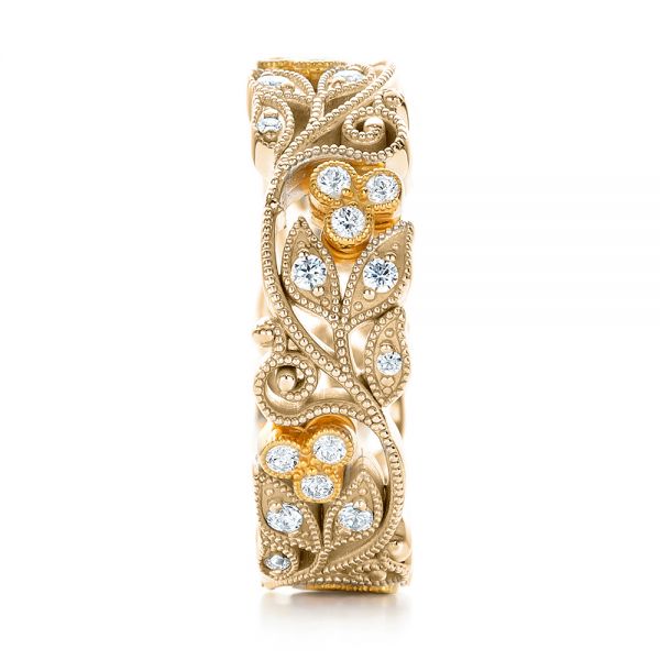 18k Yellow Gold And 14K Gold 18k Yellow Gold And 14K Gold Two-tone Organic Diamond Stackable Eternity Band - Side View - 101920