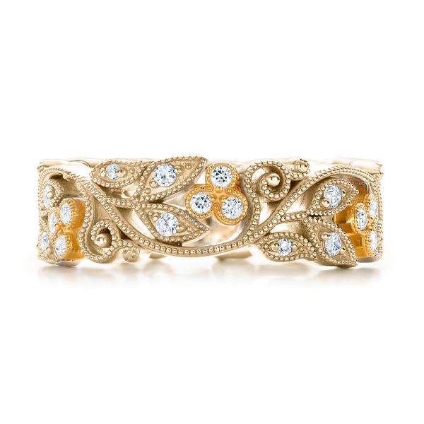 18k Yellow Gold And 18K Gold 18k Yellow Gold And 18K Gold Two-tone Organic Diamond Stackable Eternity Band - Top View -  101920