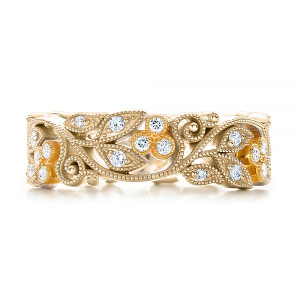 18k Yellow Gold And 14K Gold 18k Yellow Gold And 14K Gold Two-tone Organic Diamond Stackable Eternity Band - Top View - 101920
