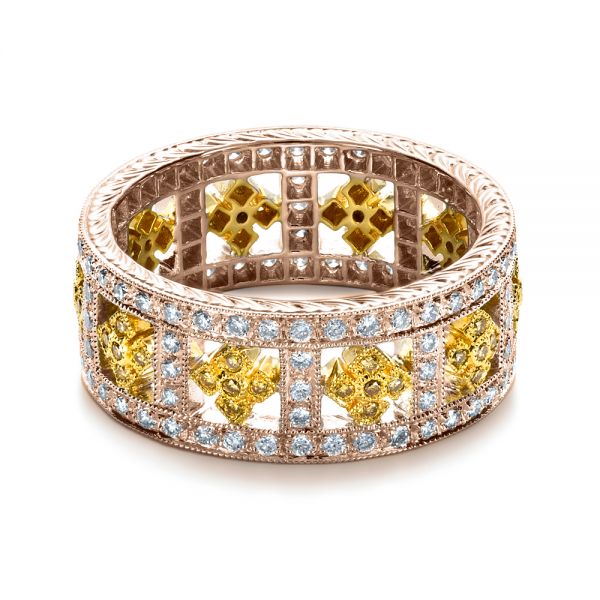 14k Rose Gold And 18K Gold 14k Rose Gold And 18K Gold Two-tone Yellow And White Diamond Eternity Band - Flat View -  1233