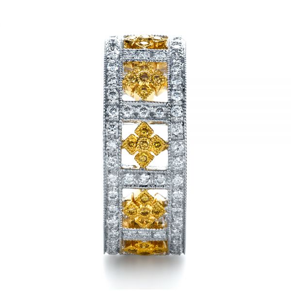 18k White Gold And 18K Gold Two-tone Yellow And White Diamond Eternity Band - Side View -  1233
