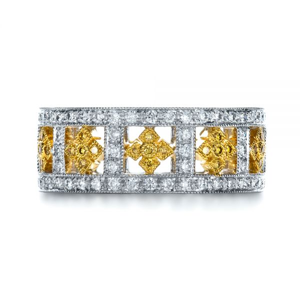  Platinum And 14K Gold Platinum And 14K Gold Two-tone Yellow And White Diamond Eternity Band - Top View -  1233