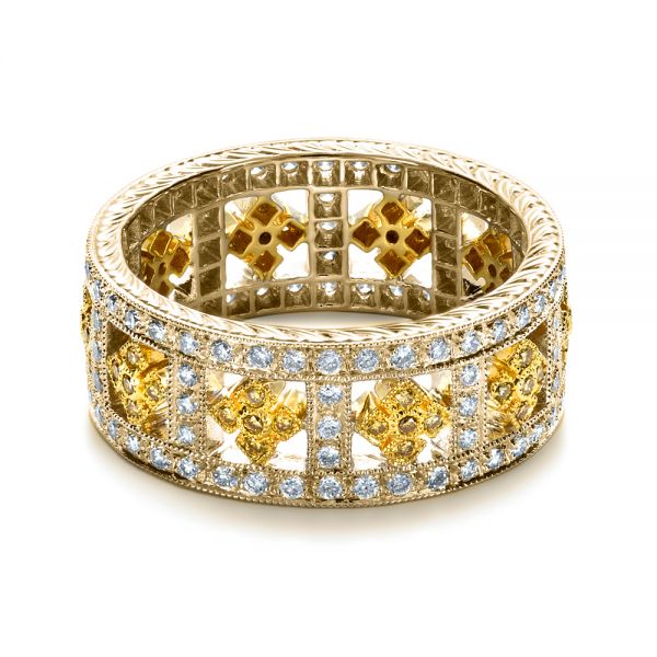 18k Yellow Gold And 18K Gold 18k Yellow Gold And 18K Gold Two-tone Yellow And White Diamond Eternity Band - Flat View -  1233