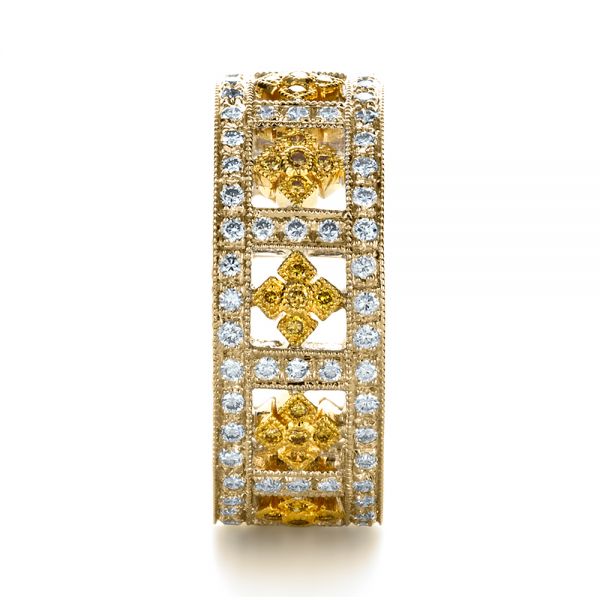 14k Yellow Gold And 14K Gold 14k Yellow Gold And 14K Gold Two-tone Yellow And White Diamond Eternity Band - Side View -  1233
