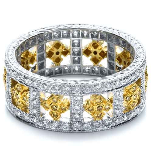 Two-Tone Yellow and White Diamond Eternity Band #1233 - Seattle