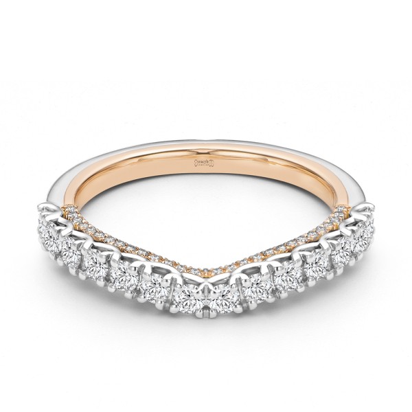 14k Rose Gold 14k Rose Gold Two-tone Scalloped Wedding Band - Flat View - 107905