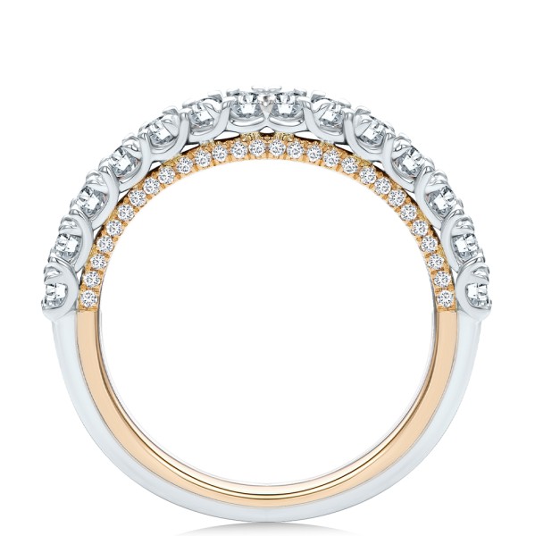 14k Rose Gold 14k Rose Gold Two-tone Scalloped Wedding Band - Front View - 107905