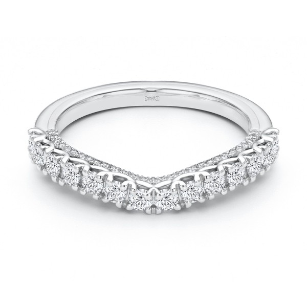 Platinum Platinum Two-tone Scalloped Wedding Band - Flat View - 107905