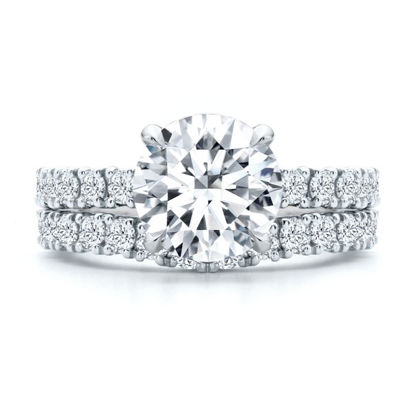 Platinum Platinum Two-tone Scalloped Wedding Band - Top View - 107905