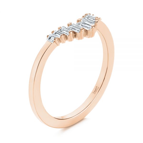 18k Rose Gold 18k Rose Gold V-shaped Baguette Diamond Wedding Band - Three-Quarter View -  105988 - Thumbnail