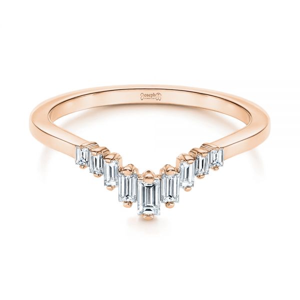 18k Rose Gold 18k Rose Gold V-shaped Baguette Diamond Wedding Band - Flat View -  105988 - Thumbnail