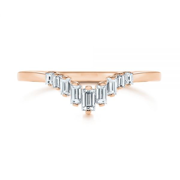 18k Rose Gold 18k Rose Gold V-shaped Baguette Diamond Wedding Band - Top View -  105988 - Thumbnail