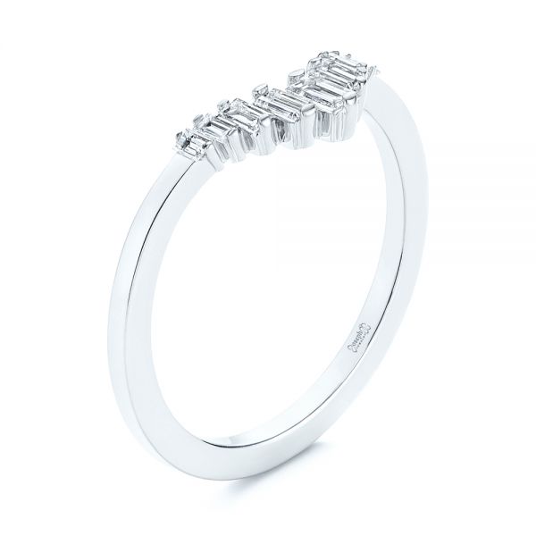 V-Shaped Baguette Diamond Wedding Band - Image