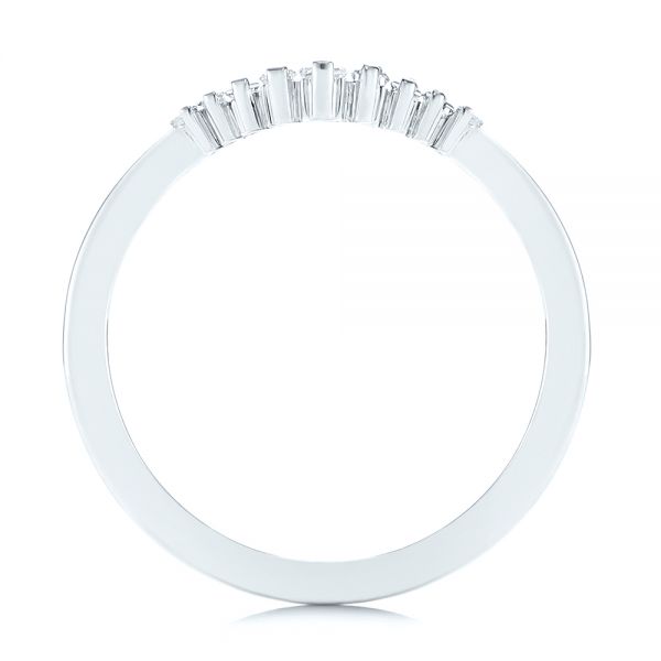 14k White Gold V-shaped Baguette Diamond Wedding Band - Front View - 105988