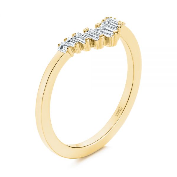 18k Yellow Gold 18k Yellow Gold V-shaped Baguette Diamond Wedding Band - Three-Quarter View -  105988 - Thumbnail