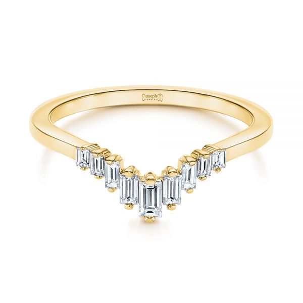 14k Yellow Gold 14k Yellow Gold V-shaped Baguette Diamond Wedding Band - Flat View - 105988