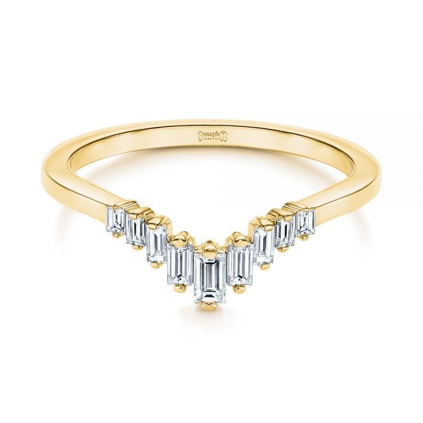 18k Yellow Gold 18k Yellow Gold V-shaped Baguette Diamond Wedding Band - Flat View -  105988 - Thumbnail