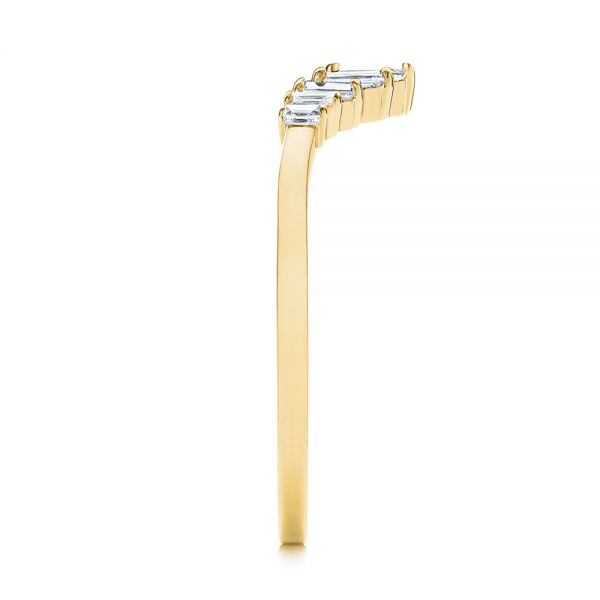 18k Yellow Gold 18k Yellow Gold V-shaped Baguette Diamond Wedding Band - Side View -  105988 - Thumbnail