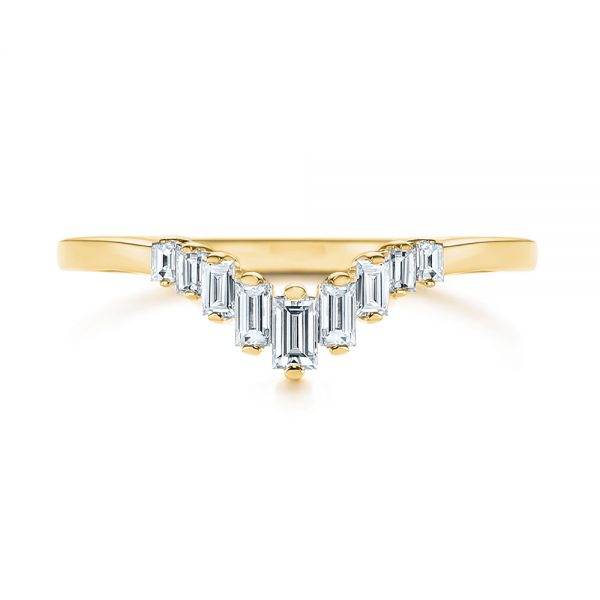 14k Yellow Gold 14k Yellow Gold V-shaped Baguette Diamond Wedding Band - Top View -  105988 - Thumbnail