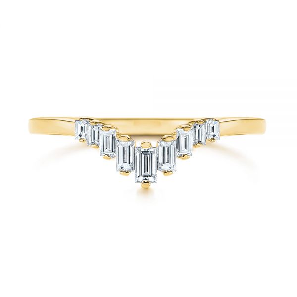 14k Yellow Gold 14k Yellow Gold V-shaped Baguette Diamond Wedding Band - Top View - 105988