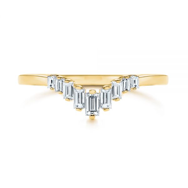 18k Yellow Gold 18k Yellow Gold V-shaped Baguette Diamond Wedding Band - Top View -  105988 - Thumbnail