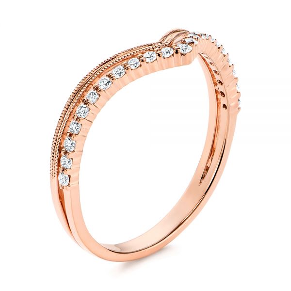 18k Rose Gold 18k Rose Gold V-shaped Diamond Wedding Band - Three-Quarter View -  106185