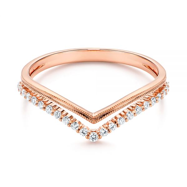 14k Rose Gold V-shaped Diamond Wedding Band - Flat View - 106185