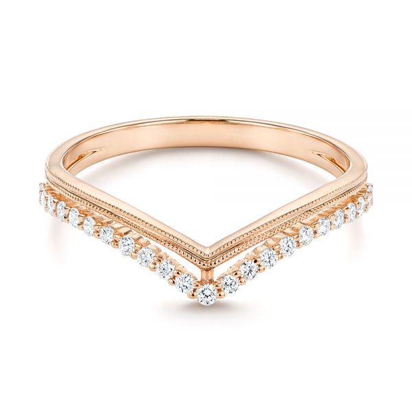 14k Rose Gold 14k Rose Gold V-shaped Diamond Wedding Band - Flat View -  106189