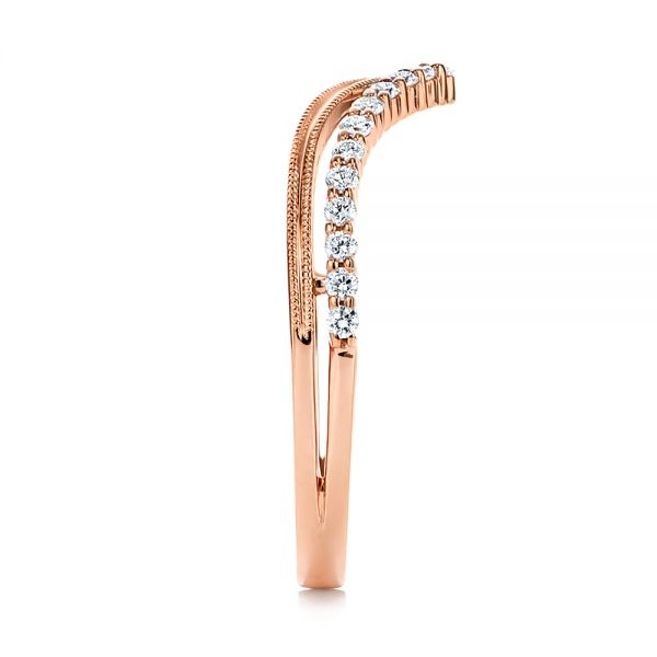 14k Rose Gold V-shaped Diamond Wedding Band - Side View - 106185